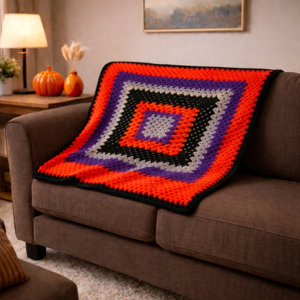 Handmade Multicolor Crocheted  Afghan Granny Square Throw Lap Blanket - New